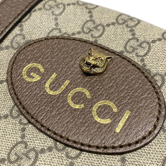 Auth GUCCI GG Supreme 473869 Beige Ebony Dark Brown PVC Leather Backpack - Picture 14 of 16